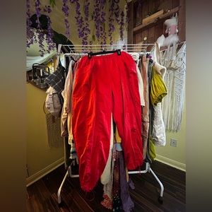 Free People Red Adjustable Wide Leg Track Pants